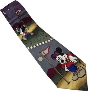 Disney Mickey Golf Tie Tied Silk Hole In One 18 Mouse Silk Korea